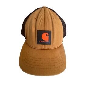 Carhartt AH5216-M Canvas Mesh-Back Trucker Hat with Leather Logo Patch